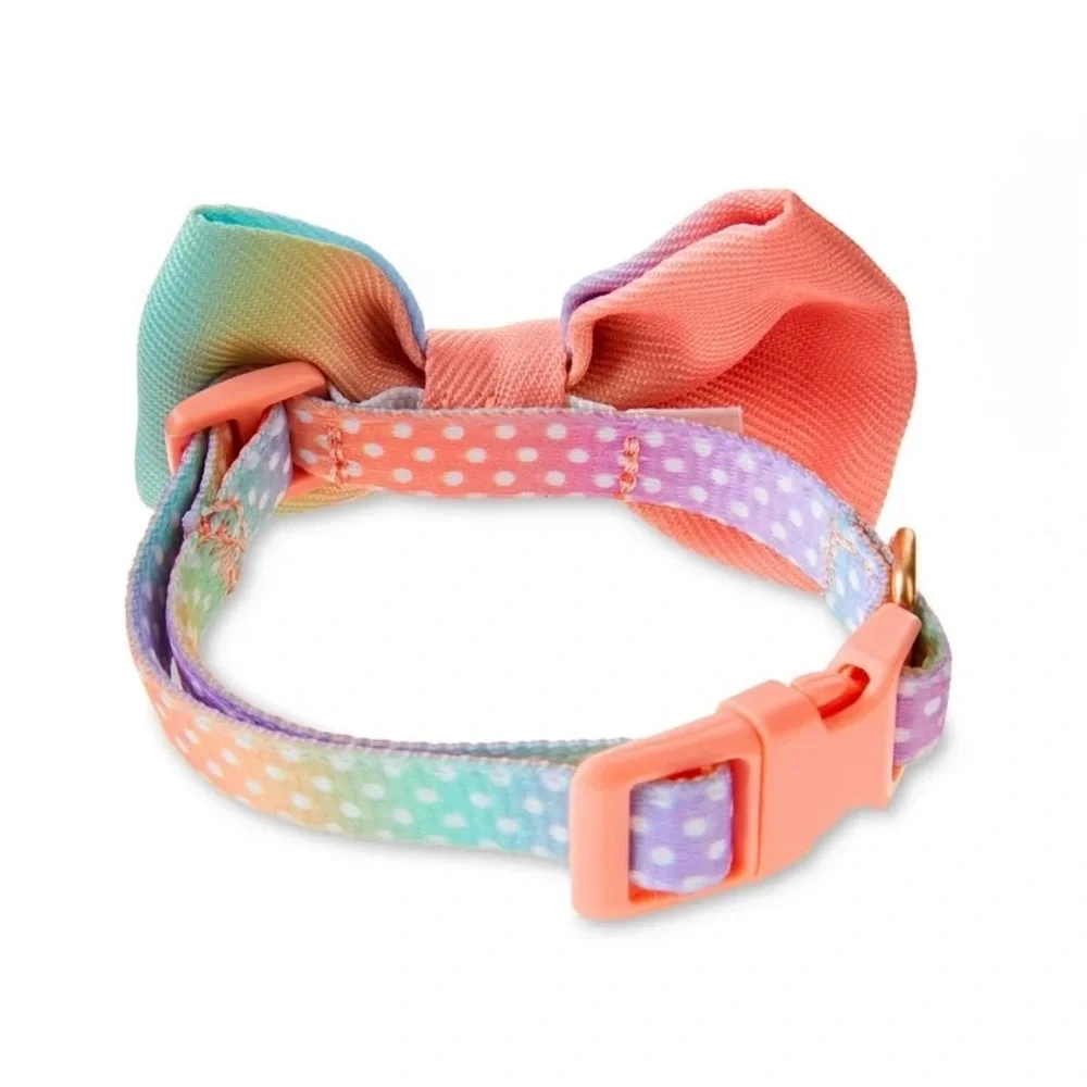 NWT, Vibrant Life Ombré Polka Dot Bow Dog Collar, Size S (10-20lb)